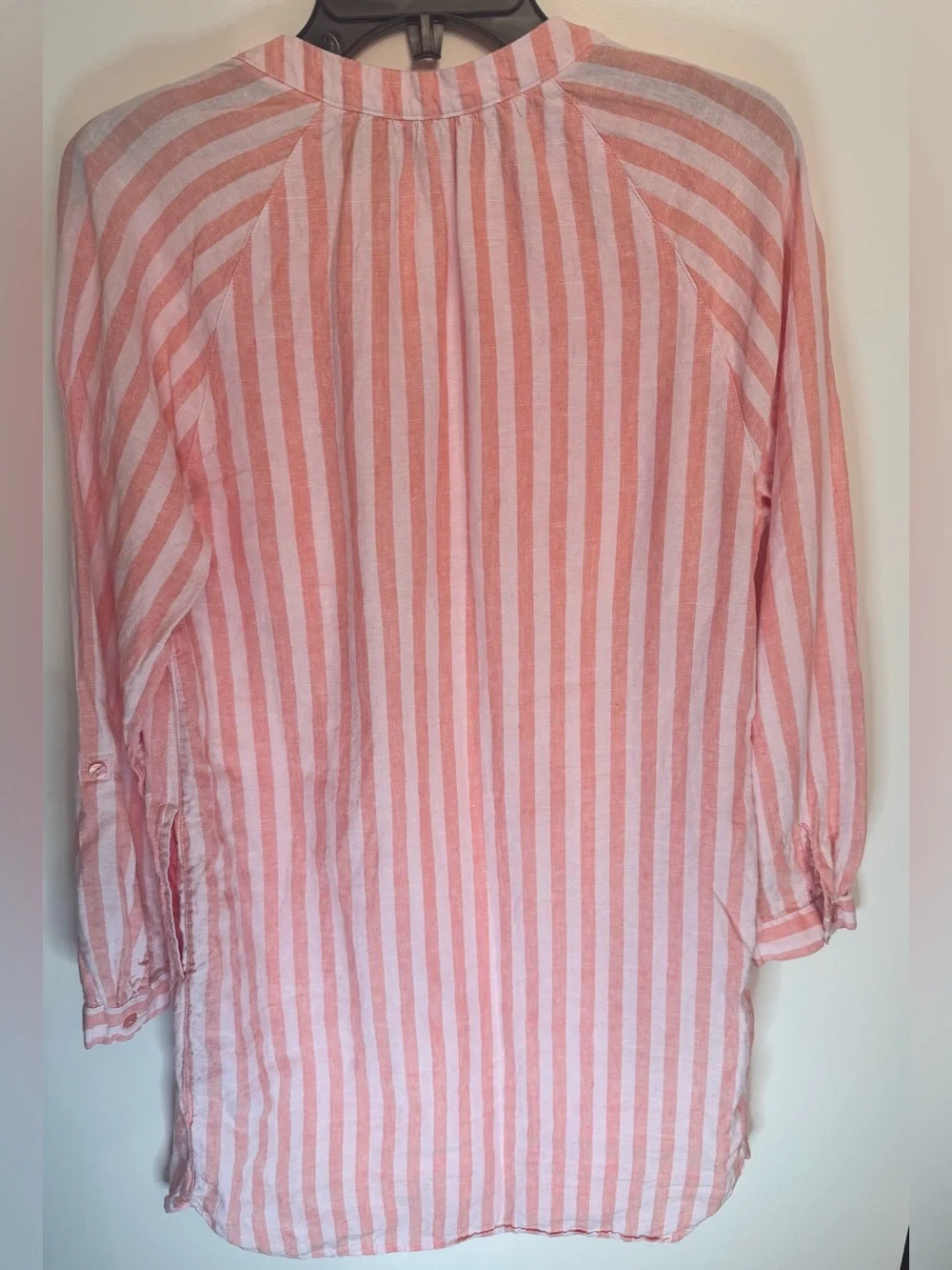 Martha Stewart 100% Linen Pink Stripe Tunic Cover Up Top Small